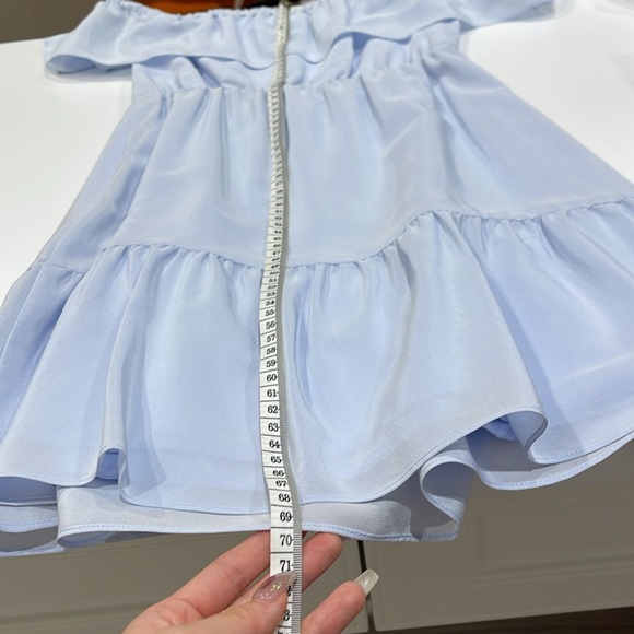 Brand new Club Monaco Sky Blue Silk Mini Dress SIZE 00 off the shoulder dress - Picture 7 of 8